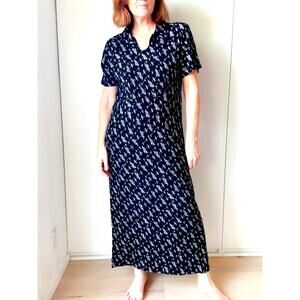 Vintage 90s Maxi Dress Printed Demure Cottagecore Prairie Summer graduation